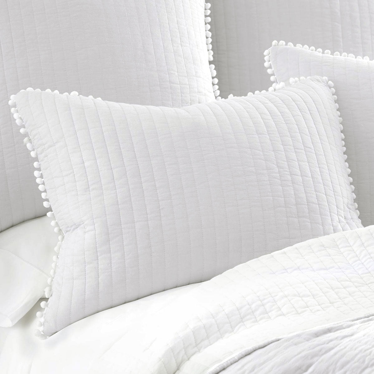 Jenny Mclean Clavo Pompom White 3 Piece 100% Cotton Coverlet Set King V442-RAN-COVERLET-CLAVOPOMPOM-WHITE-KI