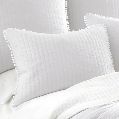 Jenny Mclean Clavo Pompom White 3 Piece 100% Cotton Coverlet Set Queen V442-RAN-COVERLET-CLAVOPOMPOM-WHITE-QS