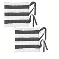 Rans Set of 2 Alfresco Cotton Chair Pads 40x40 cm - Striped Black (Charcoal) V442-RAN-CUSHION-CHAIRPADSTR-BLACK-SQ