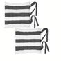 Rans Set of 2 Alfresco Cotton Chair Pads 40x40 cm - Striped Black (Charcoal) V442-RAN-CUSHION-CHAIRPADSTR-BLACK-SQ