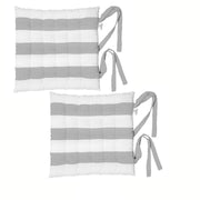 Rans Set of 2 Alfresco Cotton Chair Pads 40x40 cm - Striped Silver V442-RAN-CUSHION-CHAIRPADSTR-SILVER-SQ