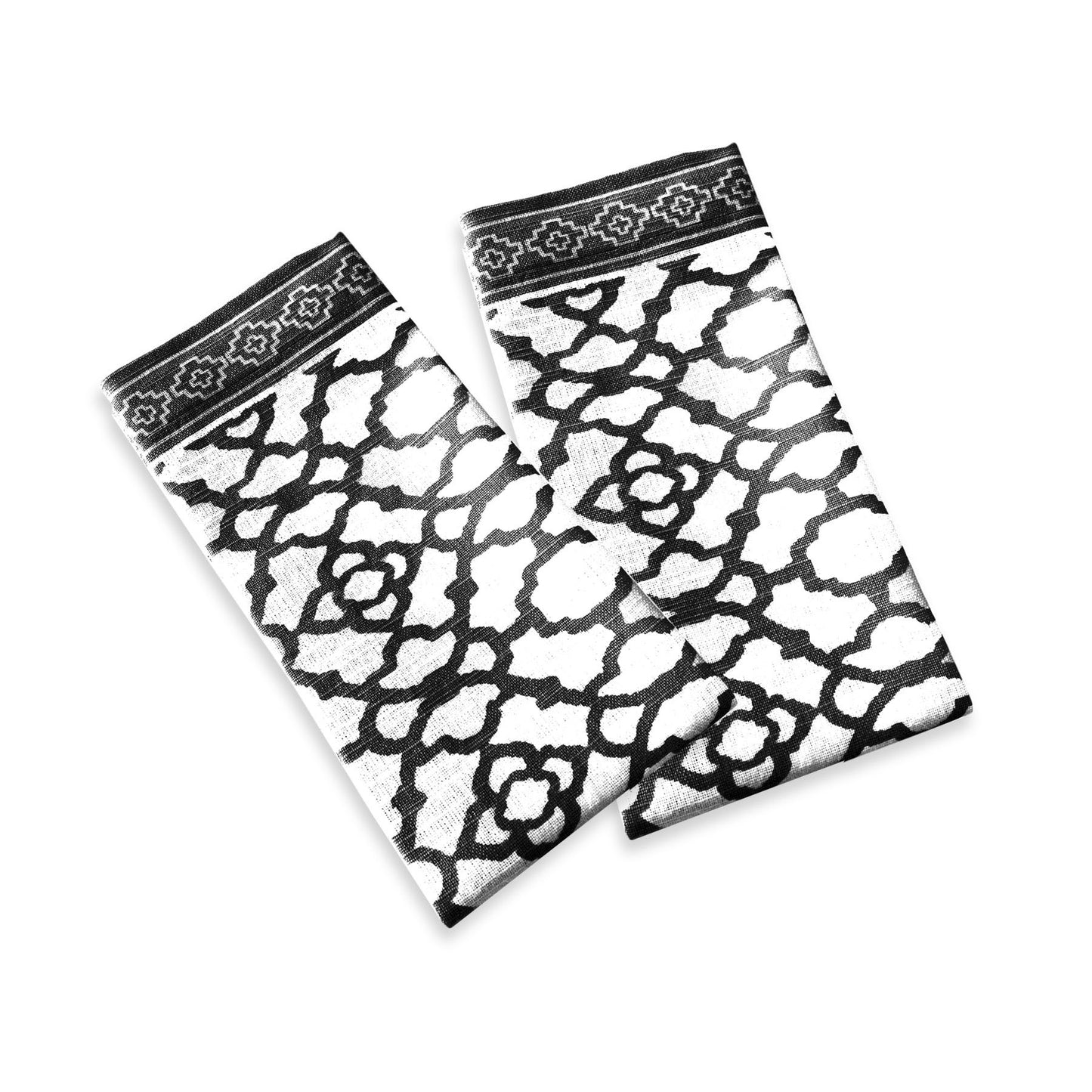 Rans Set of 2 Cotton Vintage Napkins - Black V442-RAN-MISC-SETOF2VINTAGENAPKINS-BLACK-SQ