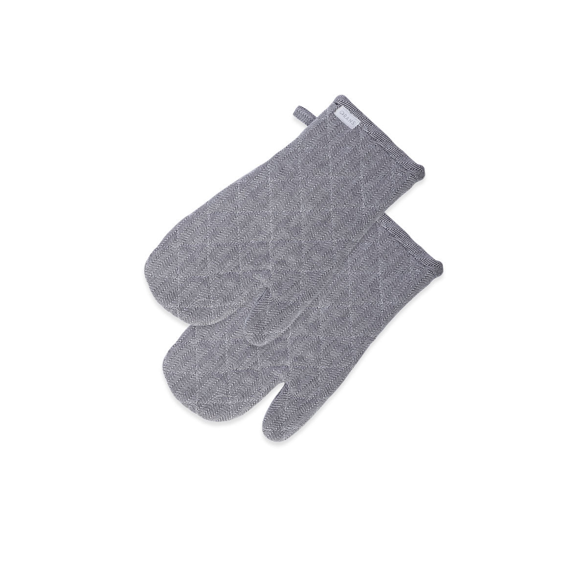 Rans Herringbone Black Cotton Set of 2 Oven Gloves V442-RAN-OVENM-HERRINGBONE2GLOVES-BLACK-SH