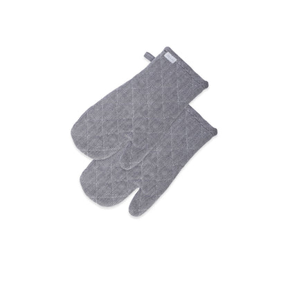 Rans Herringbone Black Cotton Set of 2 Oven Gloves V442-RAN-OVENM-HERRINGBONE2GLOVES-BLACK-SH