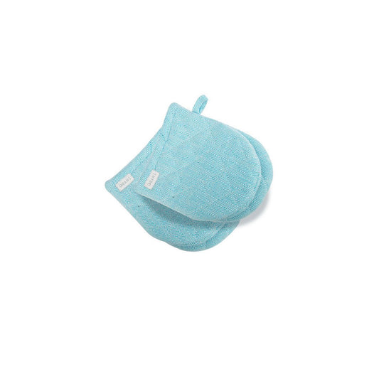 Rans Herringbone Blue Cotton Set of 2 Oven Mini Gloves V442-RAN-OVENM-HERRINGBONE2MINIGLOVES-BLUE-SH