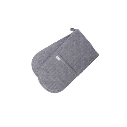 Rans Herringbone Black Cotton Double Oven Mitt V442-RAN-OVENM-HERRINGBONEDOUBLEEND-BLACK-SH