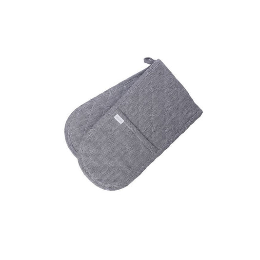Rans Herringbone Black Cotton Double Oven Mitt V442-RAN-OVENM-HERRINGBONEDOUBLEEND-BLACK-SH