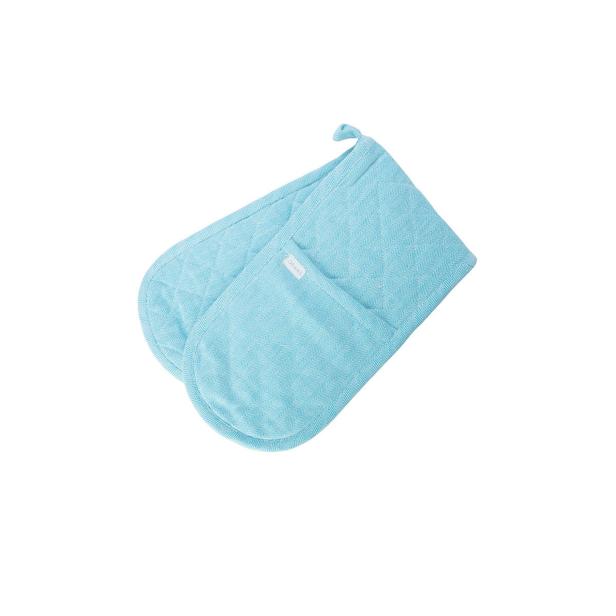 Rans Herringbone Blue Cotton Double Oven Mitt V442-RAN-OVENM-HERRINGBONEDOUBLEEND-BLUE-SH