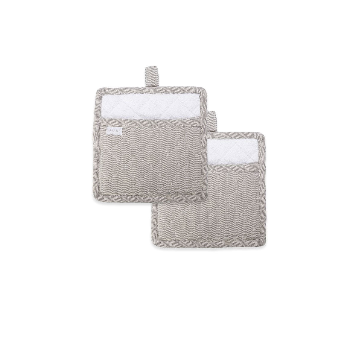 Rans Herringbone Charcoal Cotton Set of 2 Pot Holders V442-RAN-OVENM-HERRINGSET2POTHOLDER-CHAR-RD