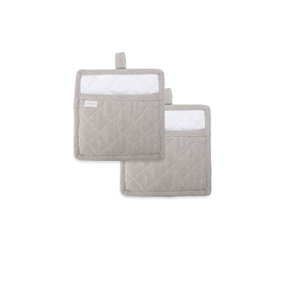 Rans Herringbone Charcoal Cotton Set of 2 Pot Holders V442-RAN-OVENM-HERRINGSET2POTHOLDER-CHAR-RD