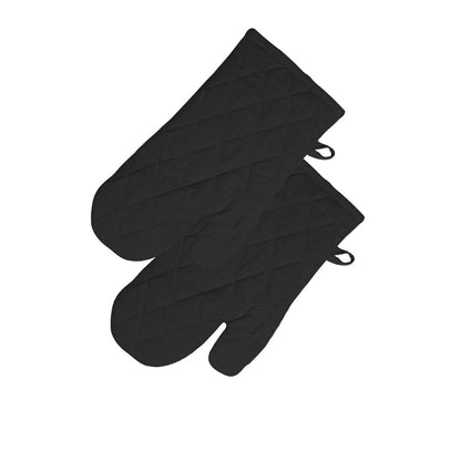 Rans Manhattan Black Cotton Set of 2 Oven Gloves V442-RAN-OVENM-MANHATTANSETOF2GLOVES-BLACK-SH
