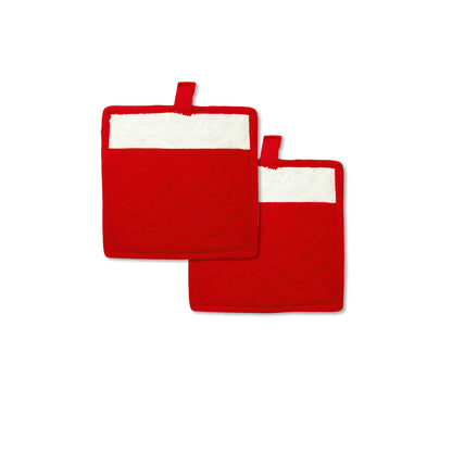 Rans Manhattan Red Cotton Set of 2 Pot Holders V442-RAN-OVENM-MANHATTANSETOF2POTHOLDER-RED-RD