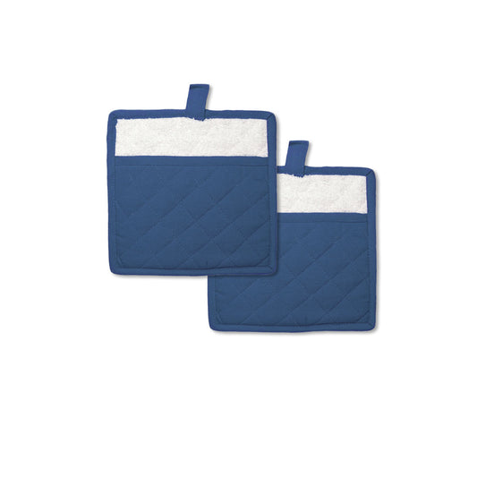 Rans Manhattan Blue Cotton Set of 2 Pot Holders V442-RAN-OVENM-MANSETOF2POTHOLDER-BLUE-RD