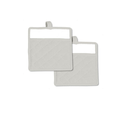 Rans Manhattan Silver Cotton Set of 2 Pot Holders V442-RAN-OVENM-MANSETOF2POTHOLDER-SILVER-RD