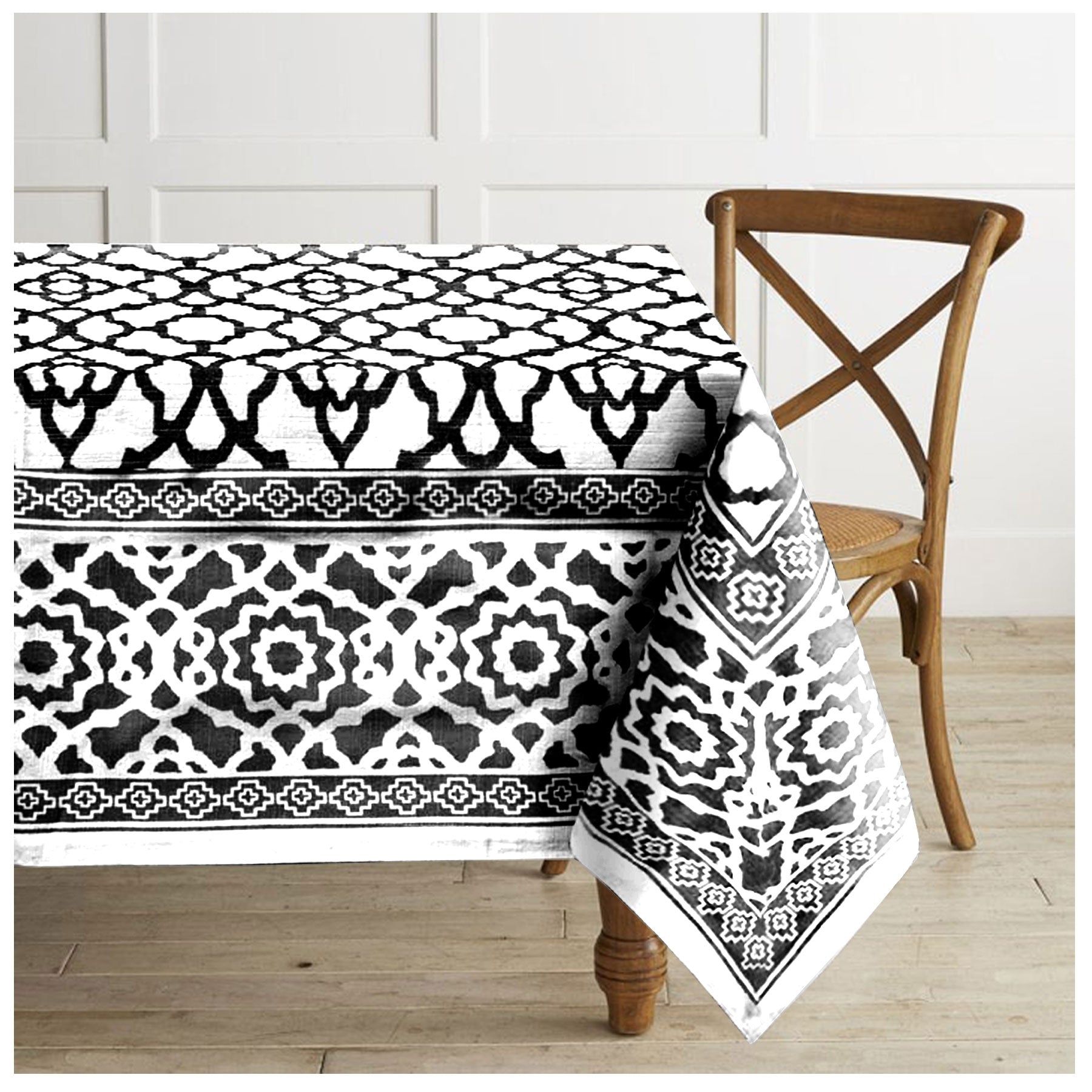 Rans Pure Cotton Vintage Tablecloth 180 cm Round - Black V442-RAN-TABLEC-VINTAGE180-BLACK-RD