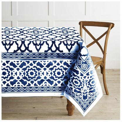 Rans Pure Cotton Vintage Tablecloth 150 x 260 + 4 cm - Indigo V442-RAN-TABLEC-VINTAGE260-INDIGO-RE