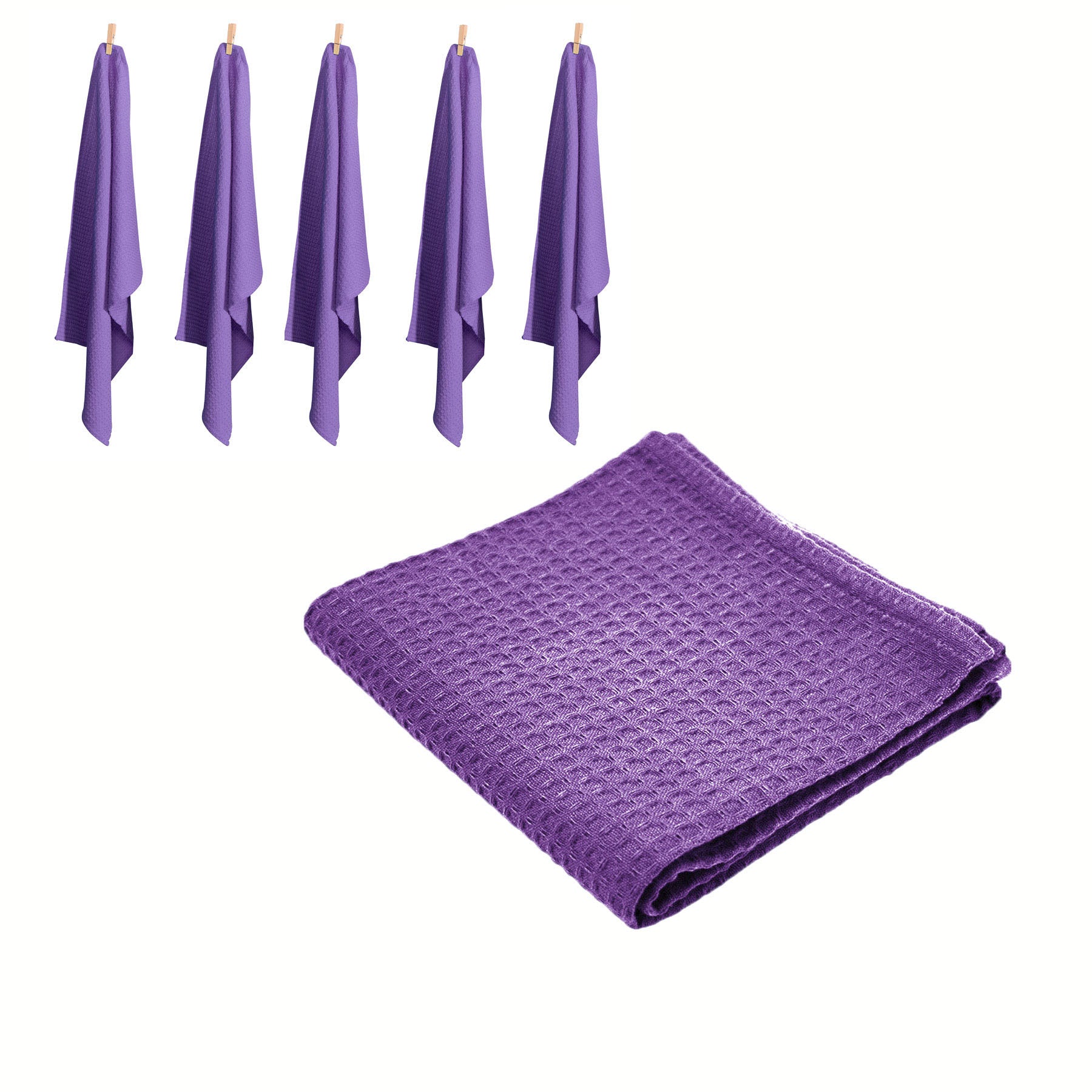 Rans Set of 6 Cotton Waffle Tea Towels 50x70 cm - Lilac (Purple) V442-RAN-TEAT-LONDONWAFFLE-LILAC-RE