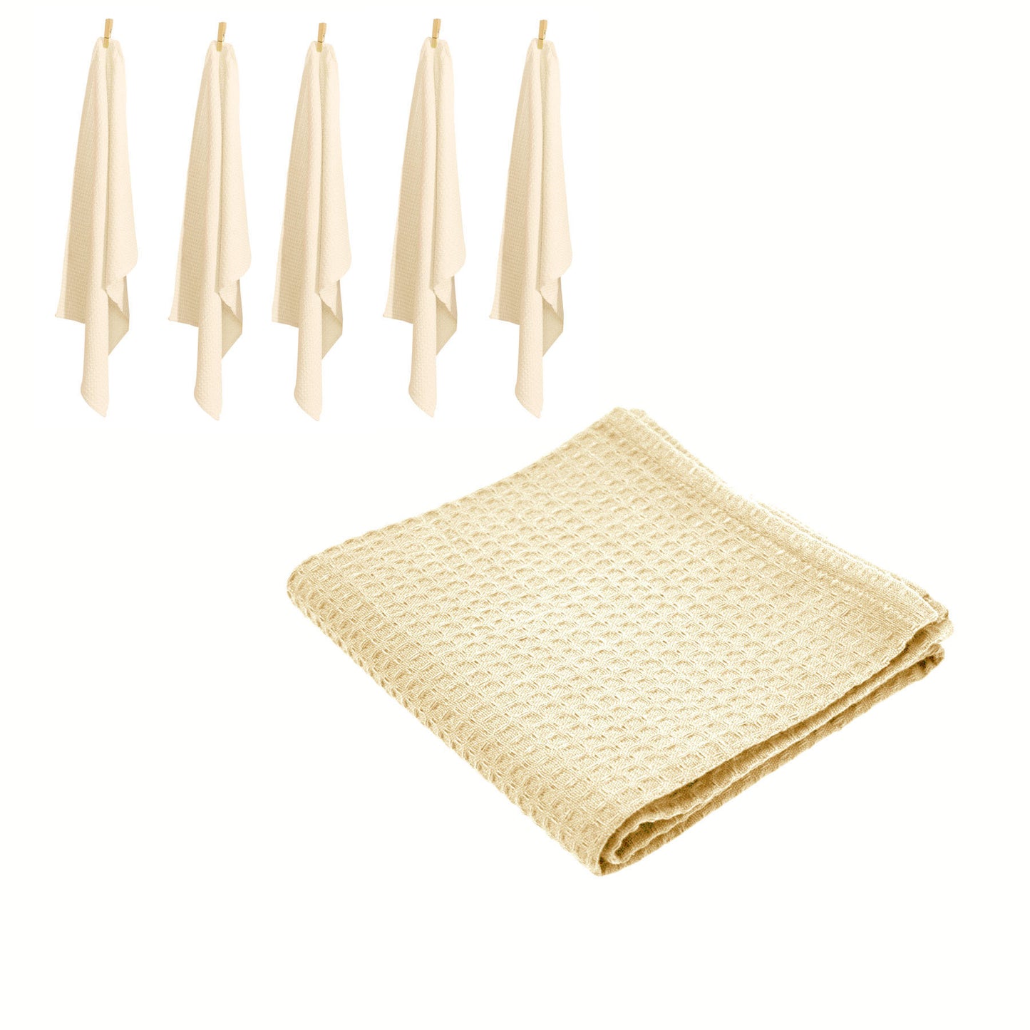 Rans Set of 6 Cotton Waffle Tea Towels 50x70 cm - Natural V442-RAN-TEAT-LONDONWAFFLE-NATURAL-RE