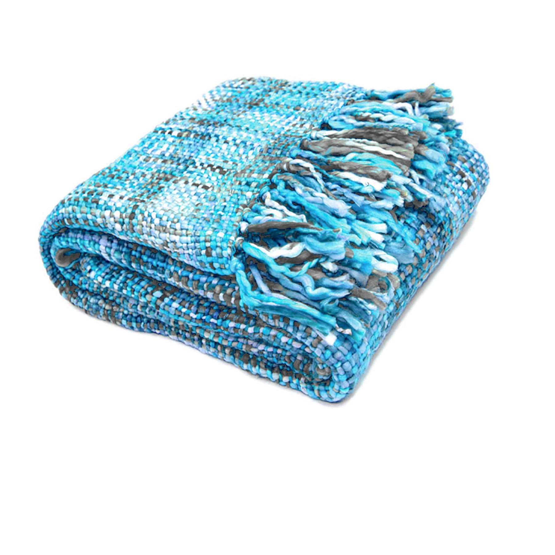 Rans Oslo Knitted Weave Throw 127x152cm - Aqua Marine V442-RAN-THROW-OSLOMARINE-AQUA-RE