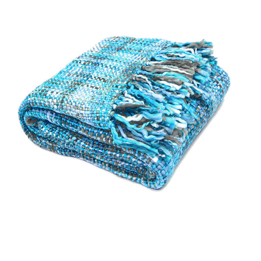 Rans Oslo Knitted Weave Throw 127x152cm - Aqua Marine V442-RAN-THROW-OSLOMARINE-AQUA-RE