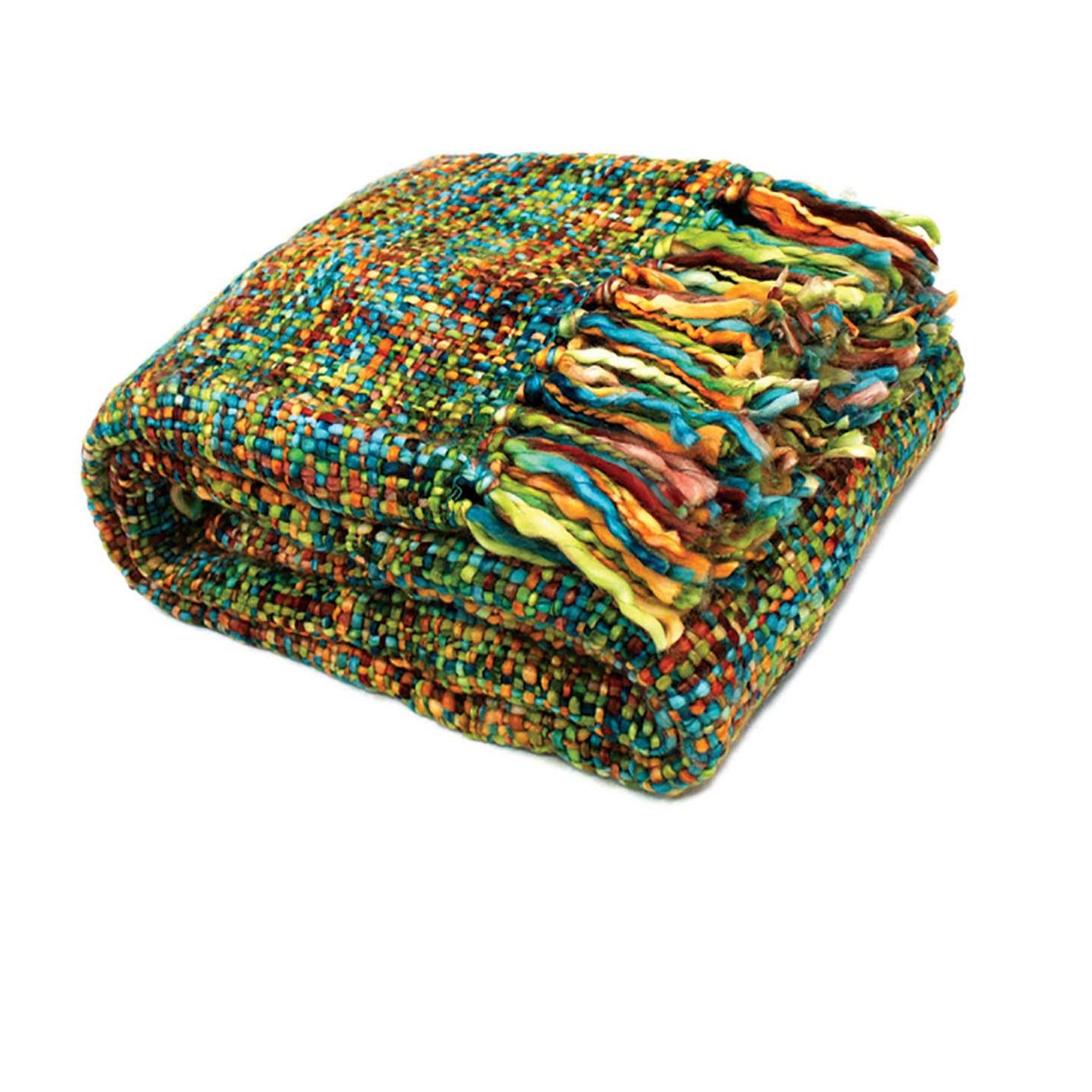 Rans Oslo Knitted Weave Throw 127x152cm - Peacock V442-RAN-THROW-OSLOPEACOCK-MULTI-RE