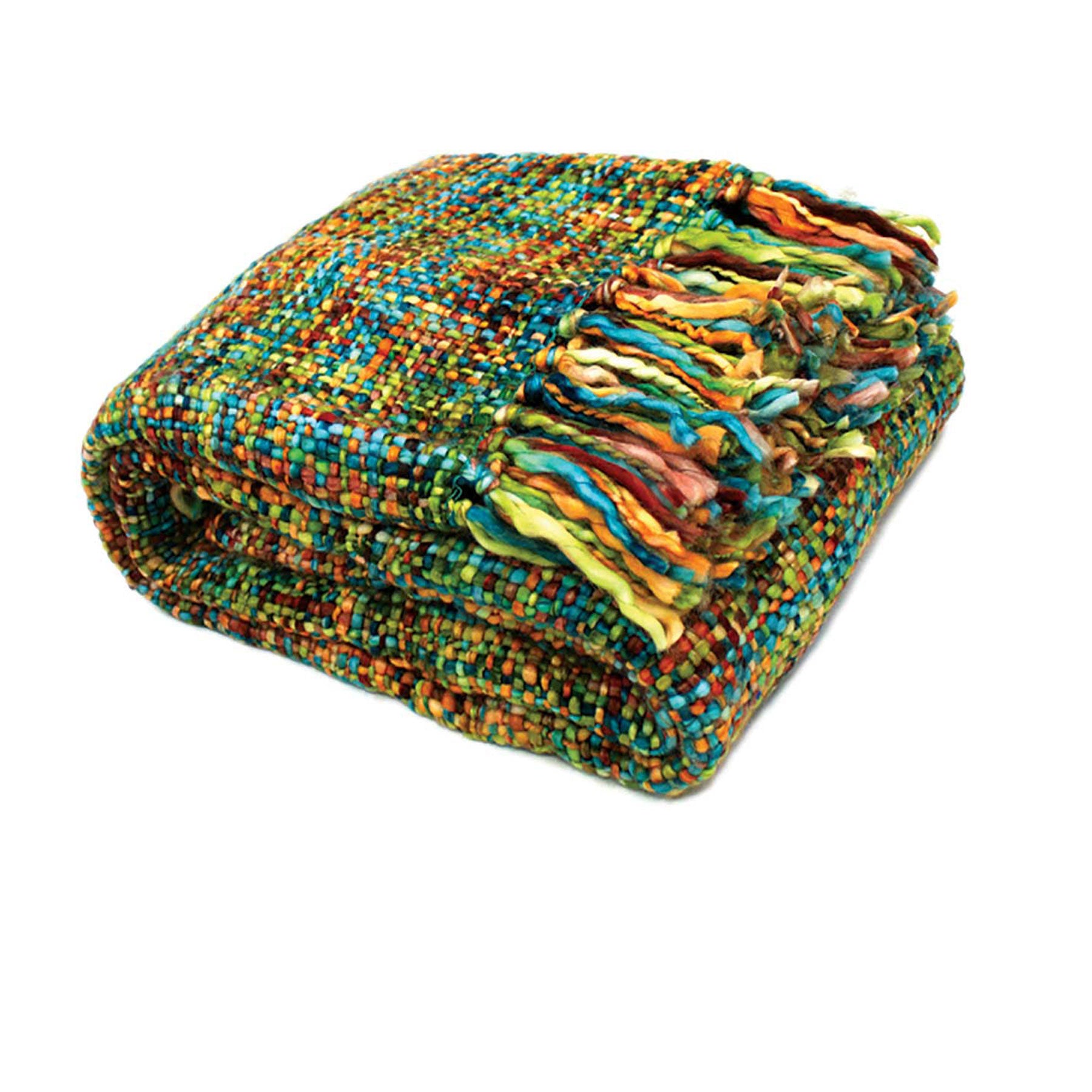 Rans Oslo Knitted Weave Throw 127x152cm - Peacock V442-RAN-THROW-OSLOPEACOCK-MULTI-RE