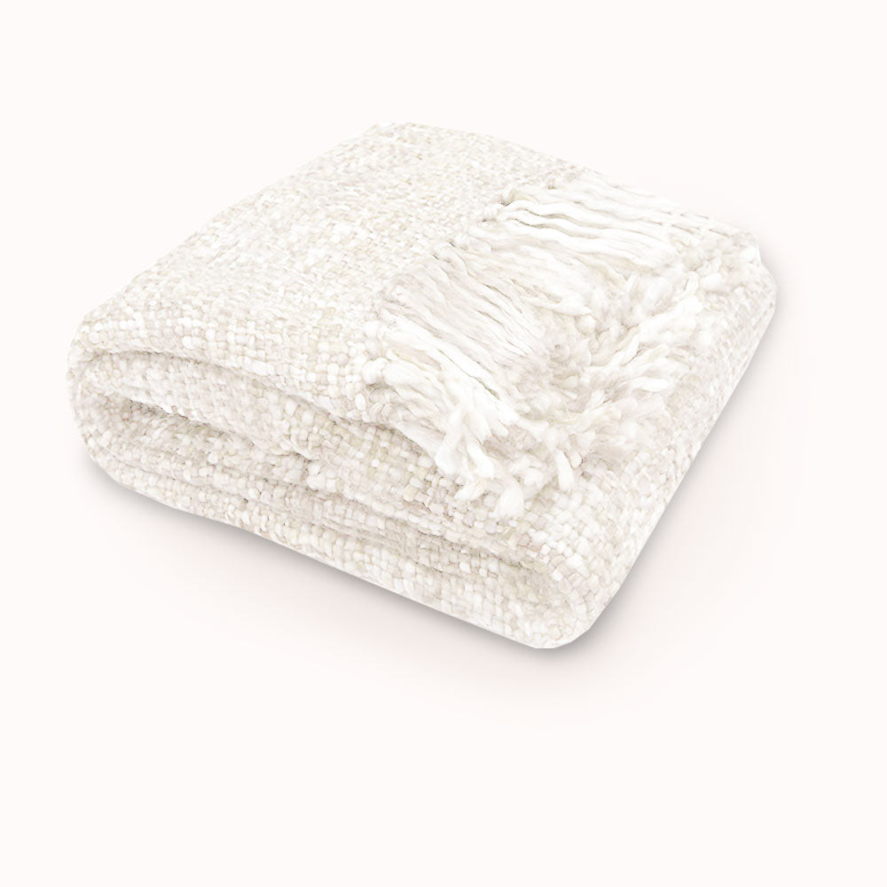 Rans Oslo Knitted Weave Throw 127x152cm - Snow White V442-RAN-THROW-OSLOSNOW-WHITE-RE