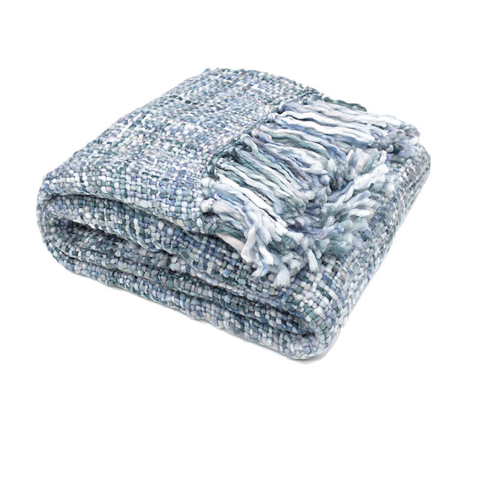 Rans Oslo Knitted Weave Throw 127x152cm - Steel Blue V442-RAN-THROW-OSLOSTEEL-BLUE-RE
