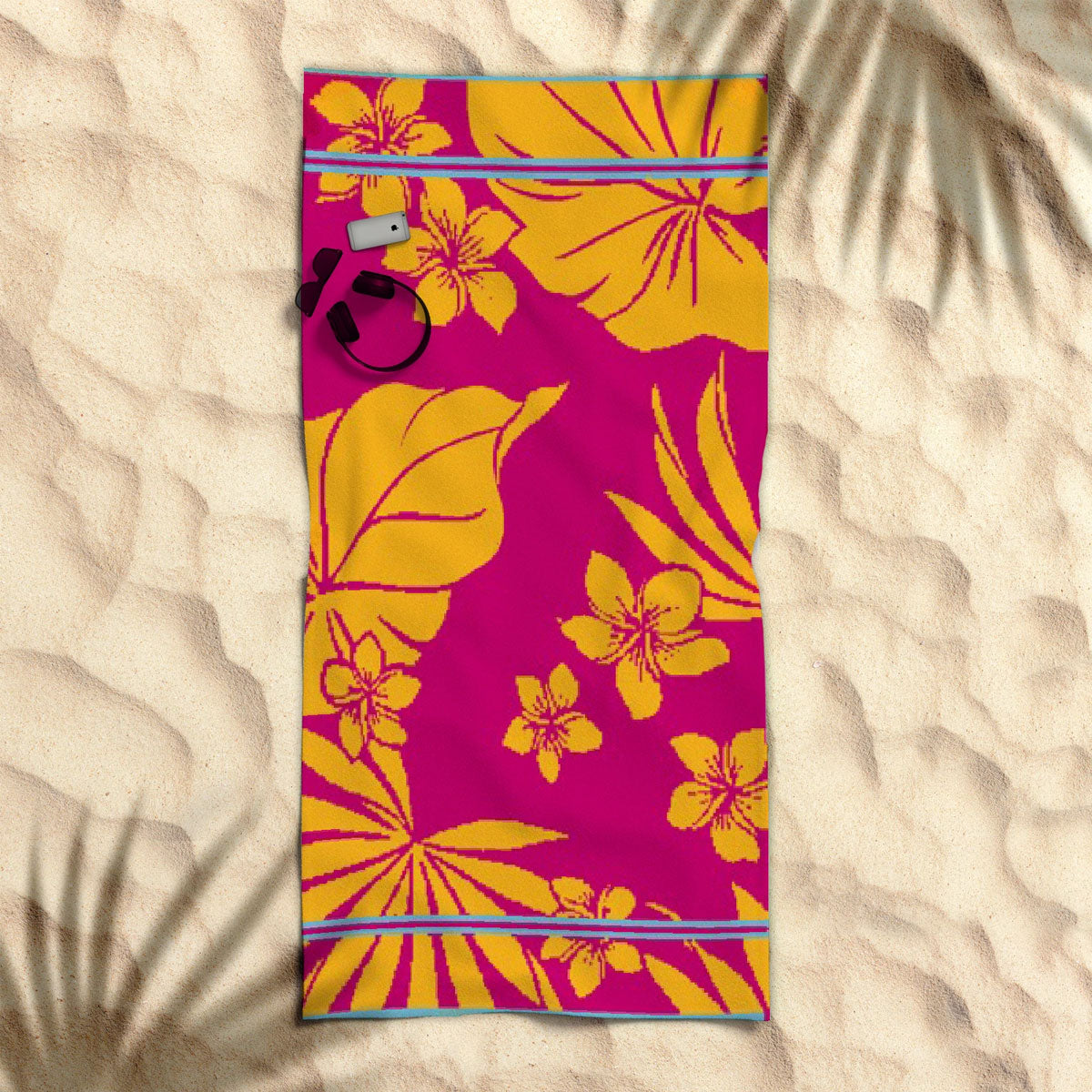 Rans Premium Cotton Jacquard Beach Towel Floral Hawaii 007 Pink V442-RAN-TOWEL-2022FLORAL-PINK-RE