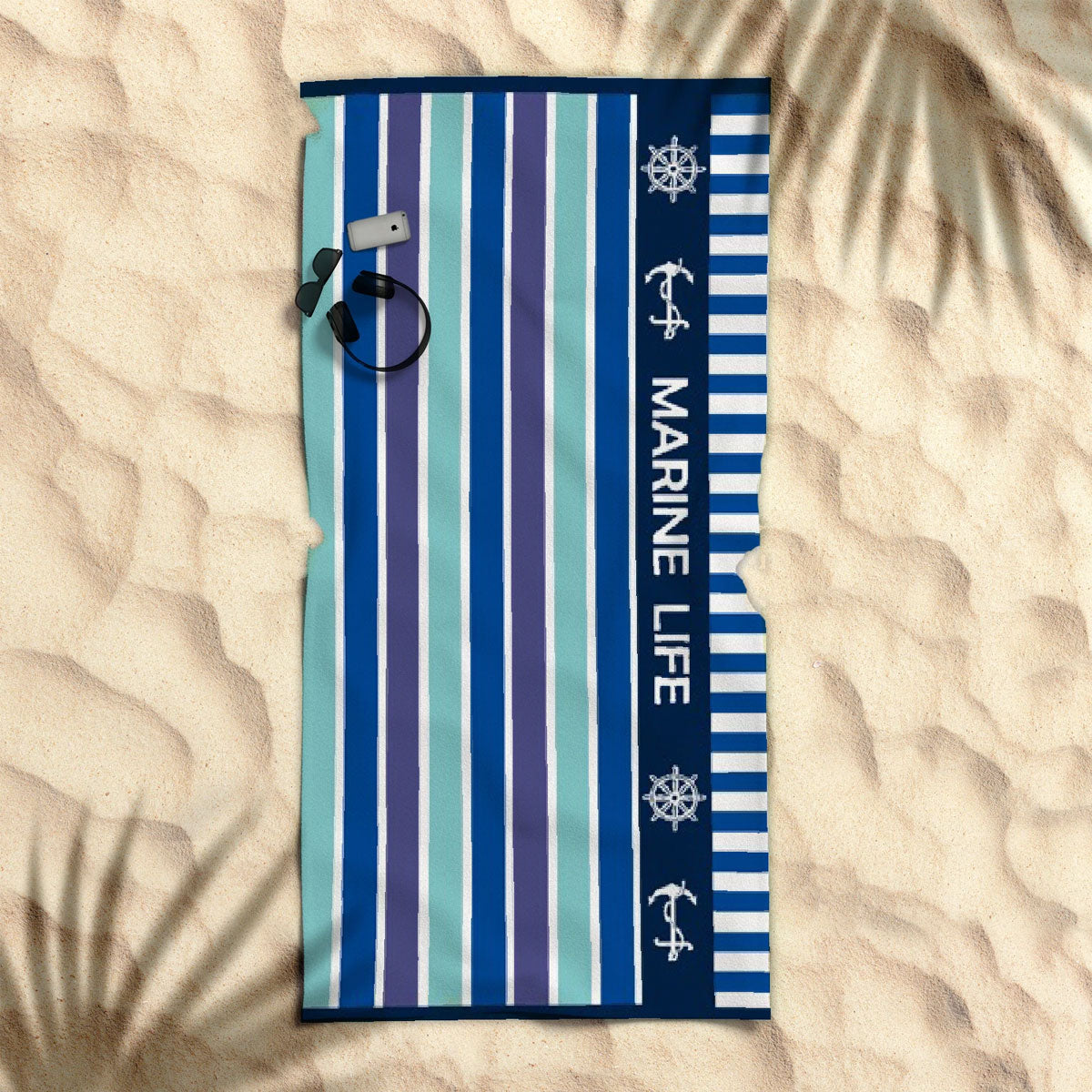 Rans Premium Cotton Jacquard Beach Towel Marine Life Blue V442-RAN-TOWEL-2022MARINELIFE-BLUE-RE