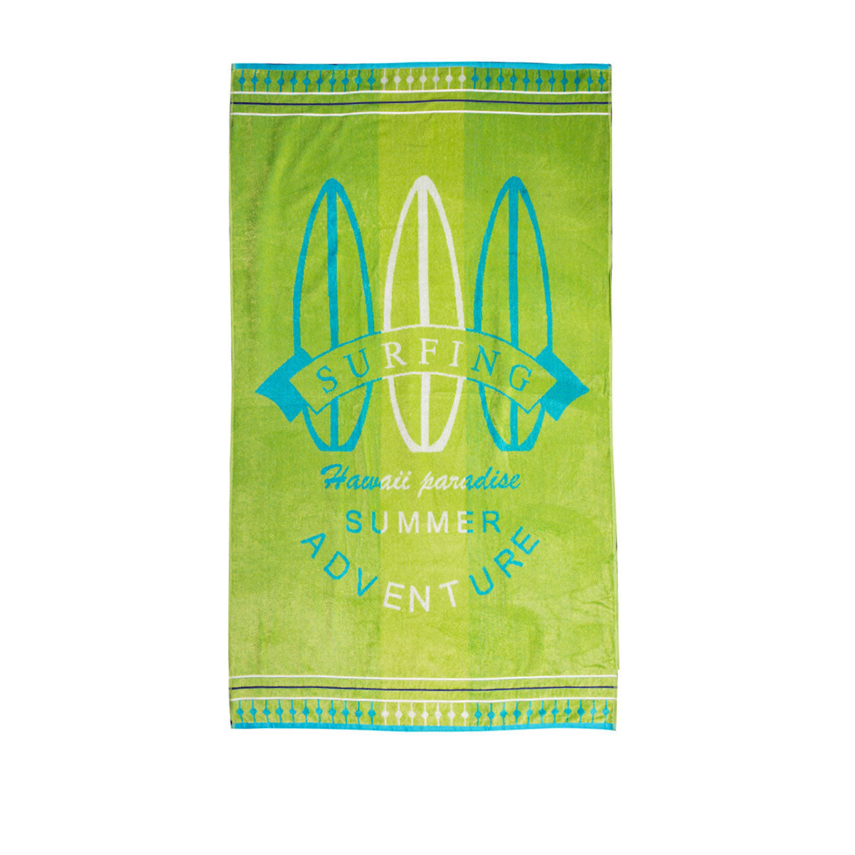 Rans Premium Cotton Jacquard Beach Towel Surfing V442-RAN-TOWEL-JACQUARDSURFING-GREEN-RE