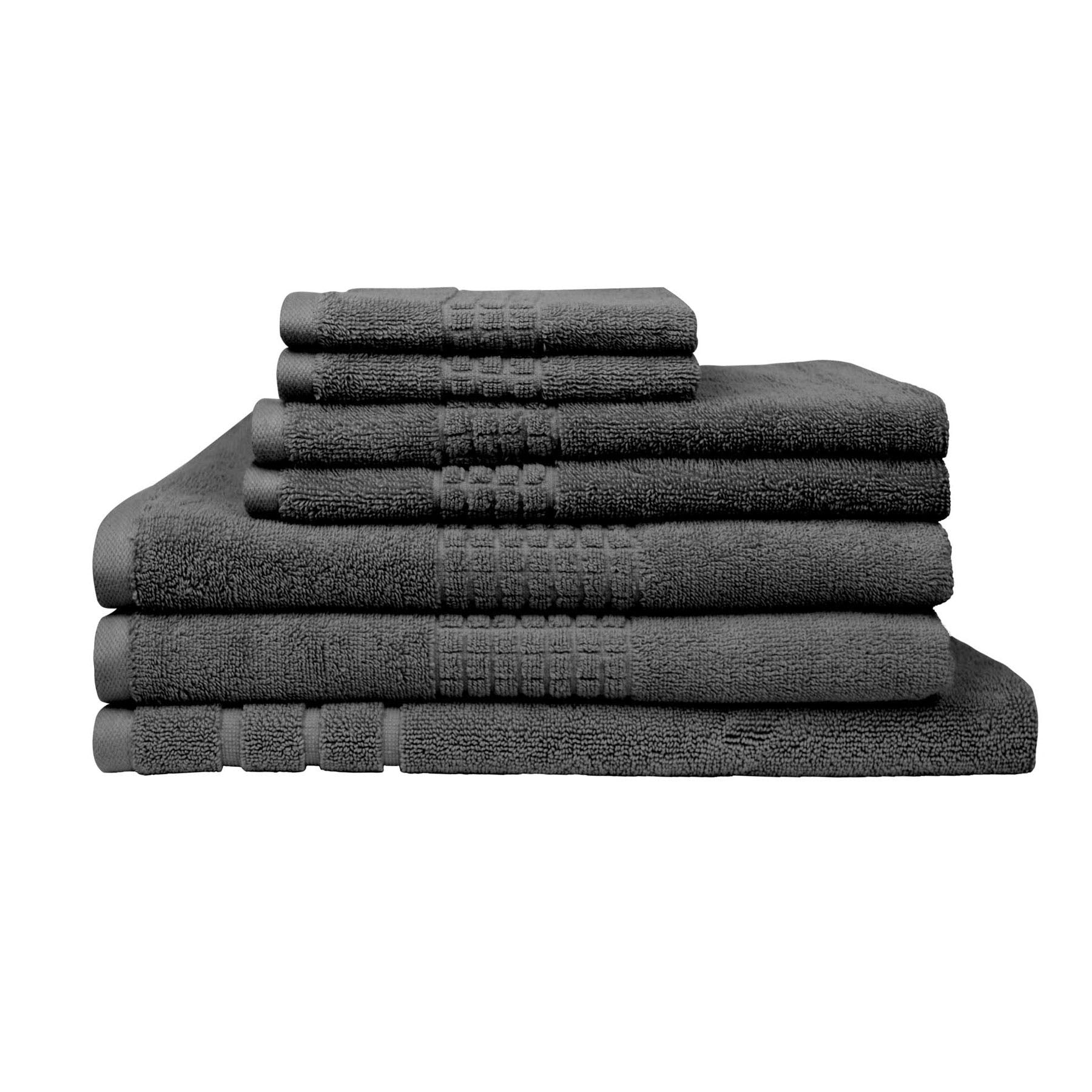 Rans Montage 7 Piece Cotton Bath Towel Set - Charcoal V442-RAN-TOWEL-MONTAGE7PCE-CHARCOAL-RE