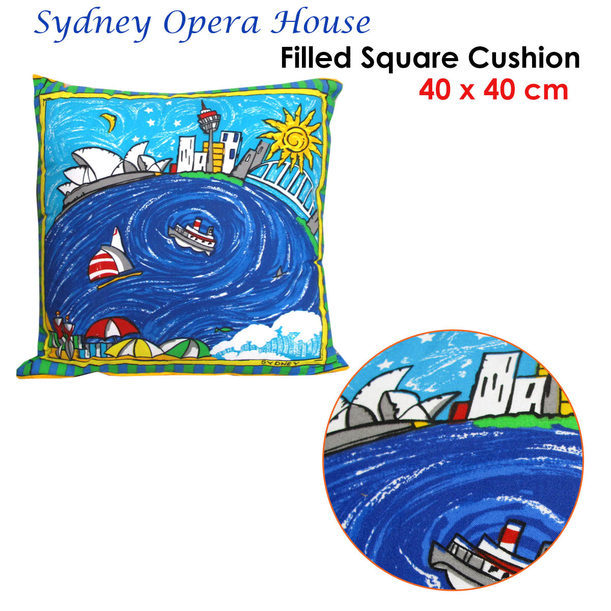 Rapee Sydney Opera House Filled Cushion 40 x 40 cm V442-RAP-CUSHION-SYDNEY-MULTI-SQ