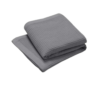 Living @ Home 350gsm 100% Cotton Breathable Waffle Blanket Single 180 x 230 cm Charcoal V442-STT-BLANKET-25COTTONWAFFLE-CHARCOAL-SB