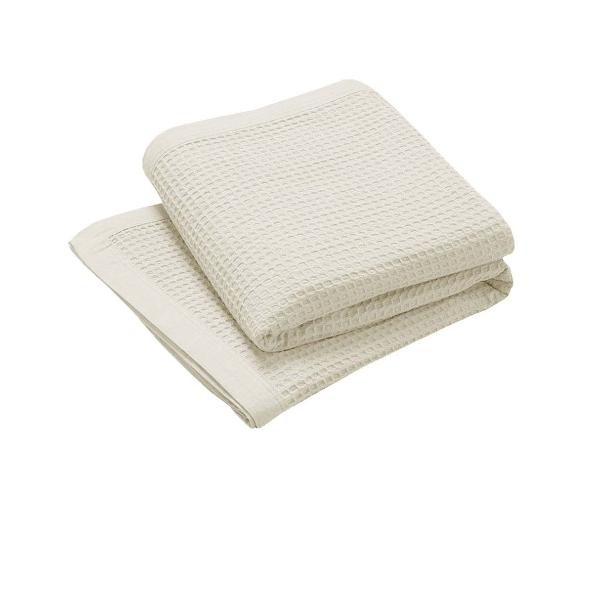 Living @ Home 350gsm 100% Cotton Breathable Waffle Blanket Single 180 x 230 cm Cream V442-STT-BLANKET-25COTTONWAFFLE-CREAM-SB