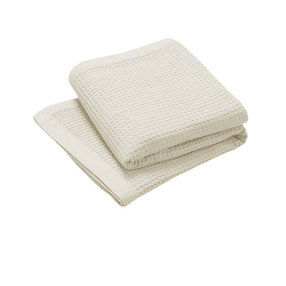 Living @ Home 350gsm 100% Cotton Breathable Waffle Blanket Single 180 x 230 cm Cream V442-STT-BLANKET-25COTTONWAFFLE-CREAM-SB