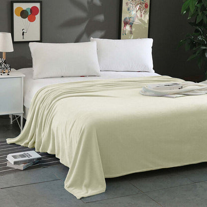 Super Soft Micro Flannel Plush Blanket Queen 220 x 240cm Cream V442-STT-BLANKET-25MICROFLANNELPLUSH-CREAM-QS