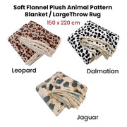 Animal Skin Pattern Soft Flannel Plush Single Size Blanket / Large Throw Rug 150 x 200cm Dalmatian V442-STT-BLANKET-ANIMALDALMATIAN-WHITE-SB