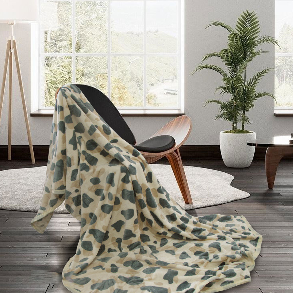 Animal Pattern Soft Flannel Plush Queen Size Blanket 220 x 240cm Jaguar V442-STT-BLANKET-ANIMALJAGUAR-TAUPE-QS