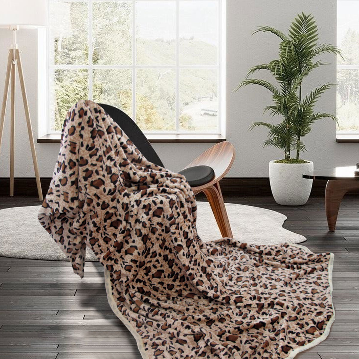 Animal Pattern Soft Flannel Plush Queen Size Blanket 220 x 240cm Leopard V442-STT-BLANKET-ANIMALLEOPARD-BROWN-QS