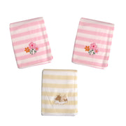 Living Home for Baby Girls Flowers and Bear Pack of 3 Embroidered Polar fleece Stripe Cot Blankets 100 x 140cm V442-STT-BLANKET-PACKOF3FLOWERSBABY-PINK-CT