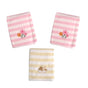 Living Home for Baby Girls Flowers and Bear Pack of 3 Embroidered Polar fleece Stripe Cot Blankets 100 x 140cm V442-STT-BLANKET-PACKOF3FLOWERSBABY-PINK-CT