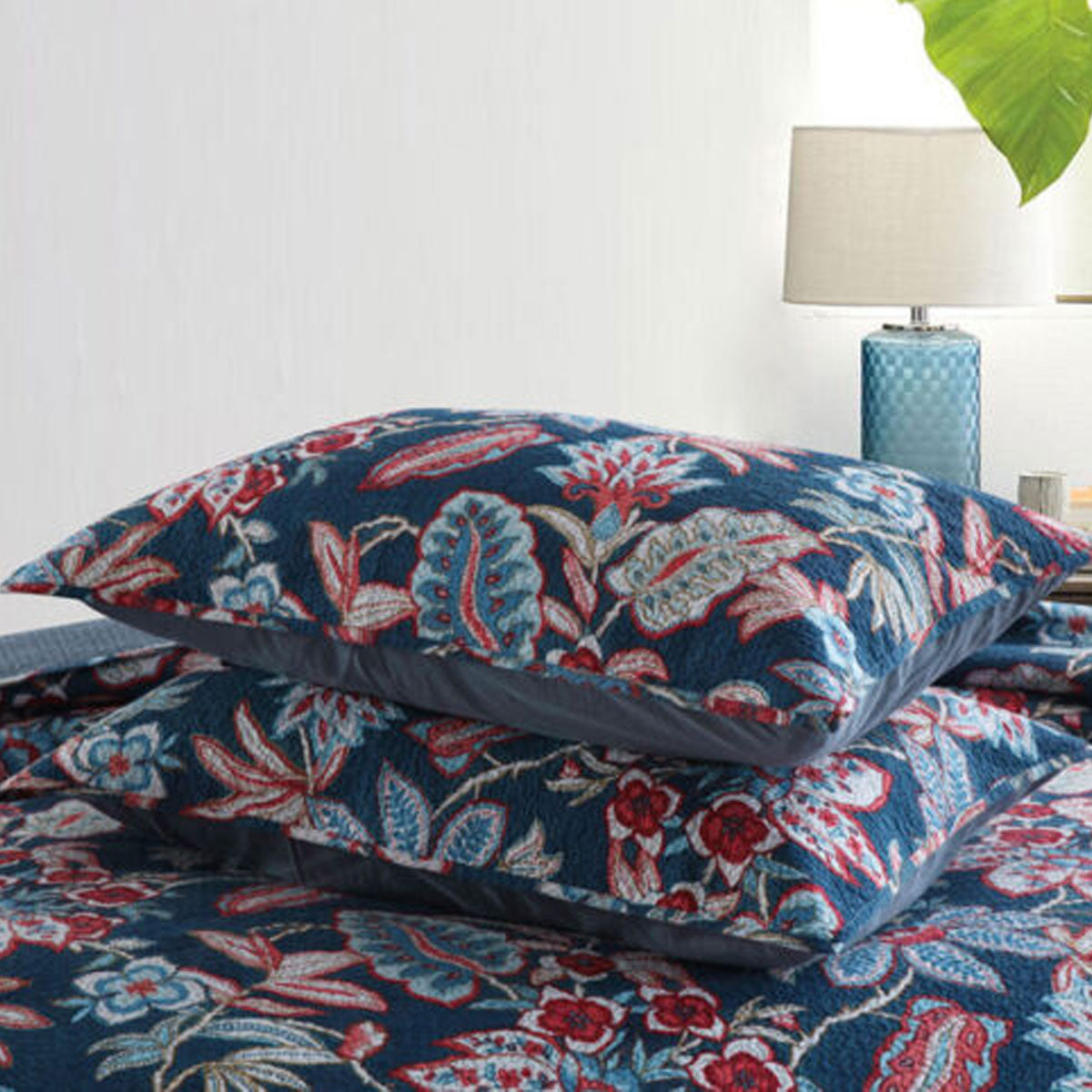 100% Cotton Lightly Quilted Coverlet Set Bornean Queen 230 x 250 cm V442-STT-COVERLET-BORNEAN-BLUE-QS