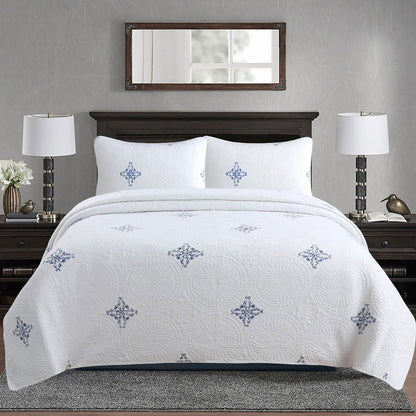 100% Cotton Lightly Quilted Coverlet Set Colorado Blue King V442-STT-COVERLET-COLORADO-BLUE-KI