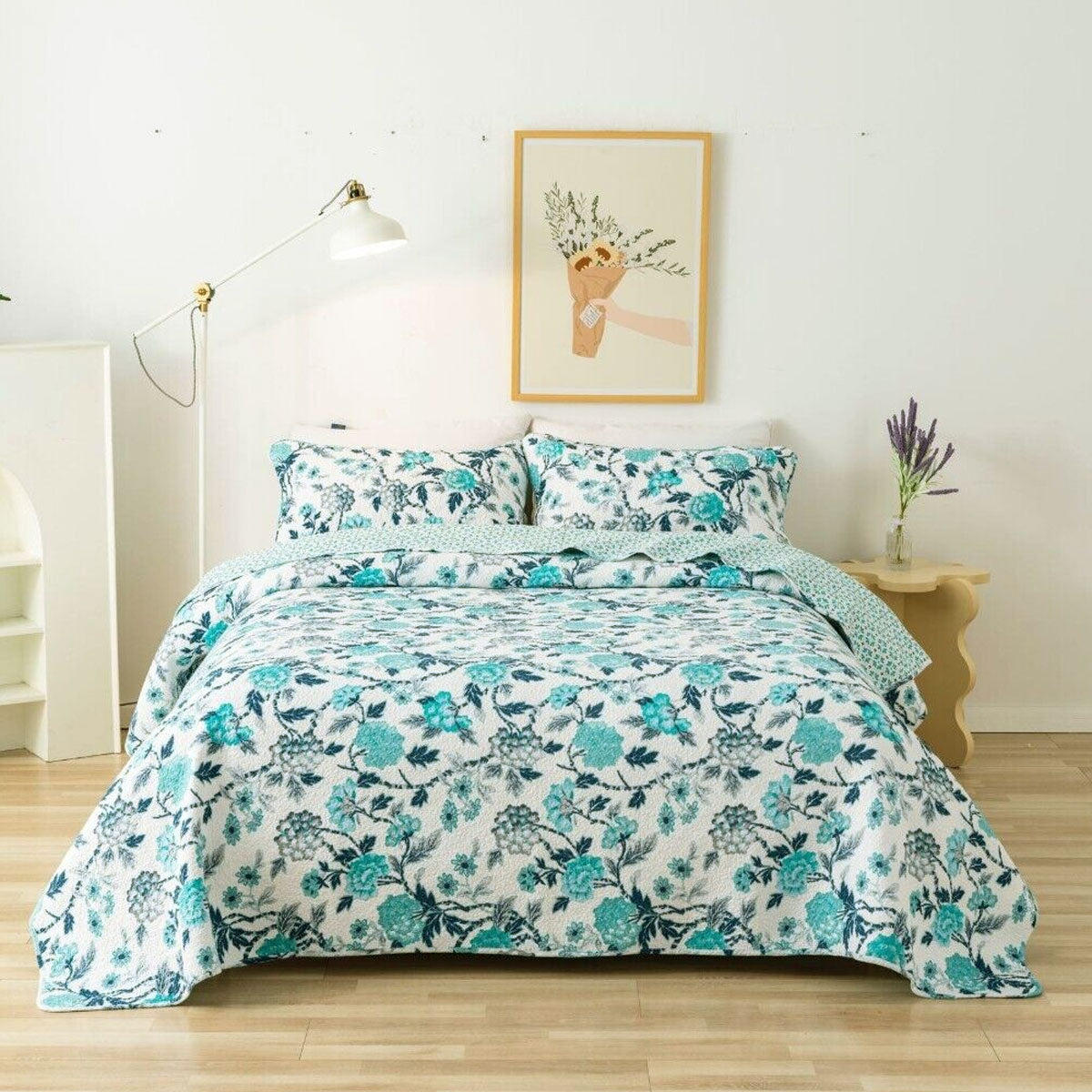 100% Cotton Lightly Quilted Coverlet Set Delta Queen 230 x 250 cm V442-STT-COVERLET-DELTA-BLUE-QS
