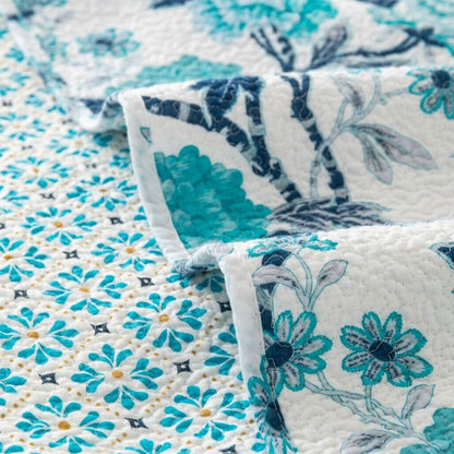 100% Cotton Lightly Quilted Coverlet Set Delta Queen 230 x 250 cm V442-STT-COVERLET-DELTA-BLUE-QS