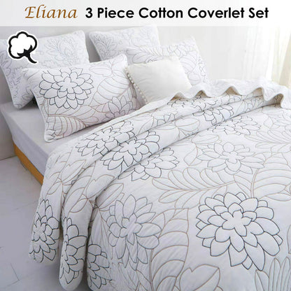 100% Cotton Coverlet Set Eliana Queen V442-STT-COVERLET-ELIANA-WHITE-QS