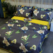 100% Cotton Coverlet Set Embroidered Orchid Queen V442-STT-COVERLET-EMBORCHID-CHARCOAL-QS