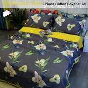 100% Cotton Coverlet Set Embroidered Orchid Queen V442-STT-COVERLET-EMBORCHID-CHARCOAL-QS