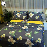 100% Cotton Coverlet Set Embroidered Orchid Queen V442-STT-COVERLET-EMBORCHID-CHARCOAL-QS